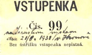 Hronov, 1931, JH, vstupenka na výstavu