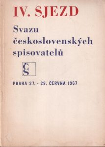 Úvodní stránka z Protokolu ze IV. sjezdu Svazu československých spisovatelů