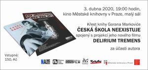 Pozvánka na křest knihy spojená s projekcí filmu Delirium Tremens